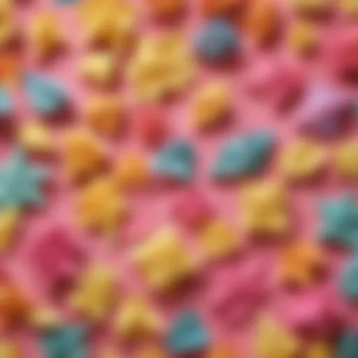 Intricate designs of sticky note origami showcasing creativity