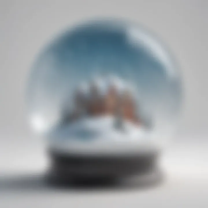 An artistic representation of an empty snow globe filled with abstract shapes, symbolizing creativity.