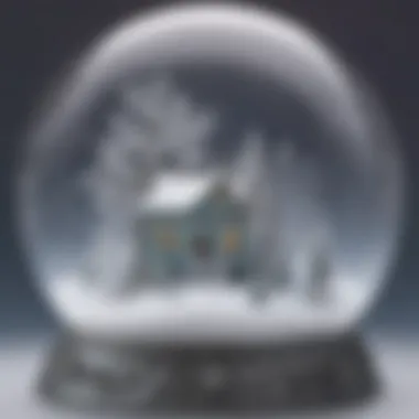 A close-up view of an empty snow globe showcasing intricate designs that highlight its artistic value.