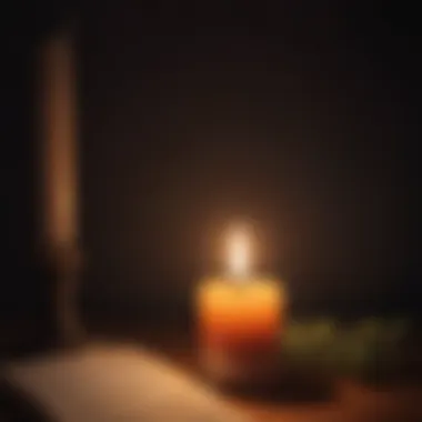Illuminating Hope: A Candle's Warmth A candle lit in a dark room symbolizing hope and reflection