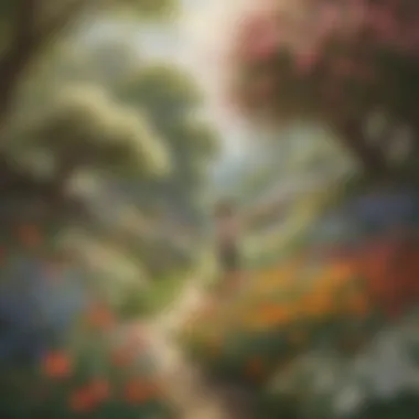 Innocence and Wonder: The Child's Perspective A child contemplating nature, surrounded by blooming flowers