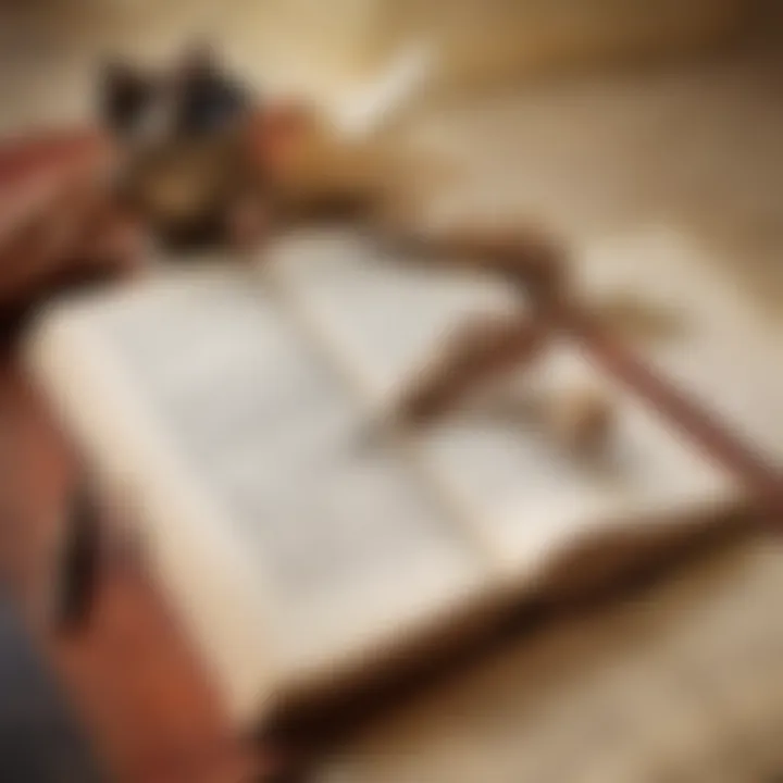 An open book of poetry with a quill pen resting on the pages