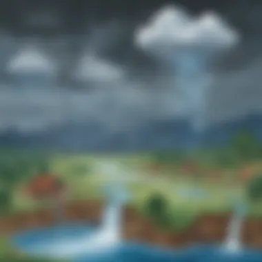 The Water Cycle and Rain Dynamics Diagram illustrating the water cycle and its relationship with rain