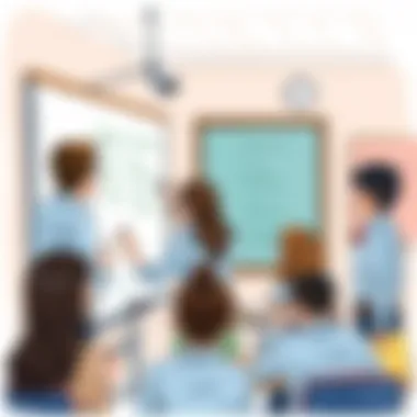 Educator utilizing whiteboard for enhanced engagement