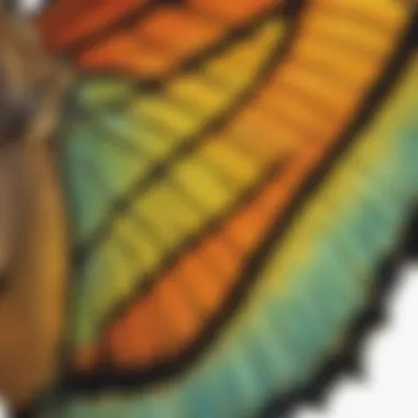 A close-up of butterfly wings, revealing their stunning colors and textures