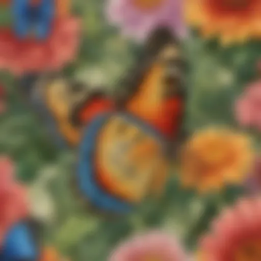 A vibrant butterfly perched on a flower, showcasing its intricate wing patterns