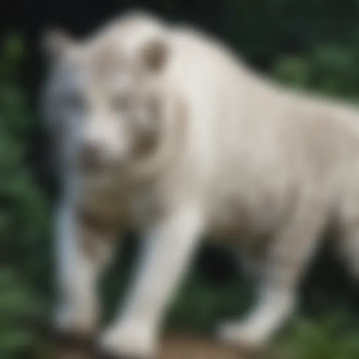 An illustration depicting the genetic lineage of white tigers, highlighting the unique mutations that lead to their distinctive coloring.