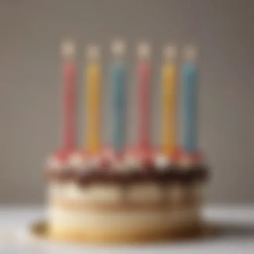 A stylish arrangement of Roman numeral birthday candles on a festive cake
