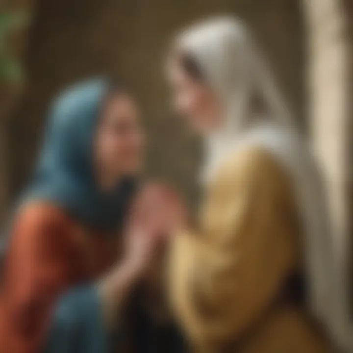 A serene depiction of the Visitation between Mary and Elizabeth