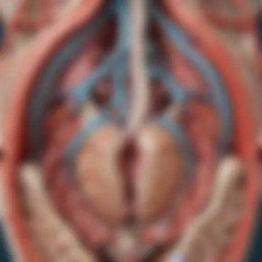 Detailed view of 3D anatomical model highlighting organs