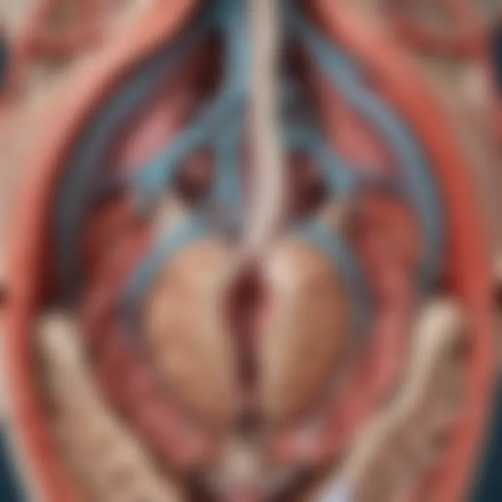 Detailed view of 3D anatomical model highlighting organs