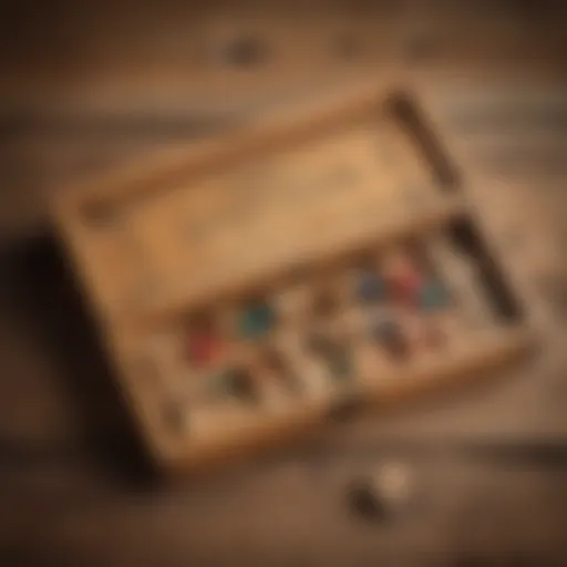 A vintage Shut the Box game set on a rustic wooden table