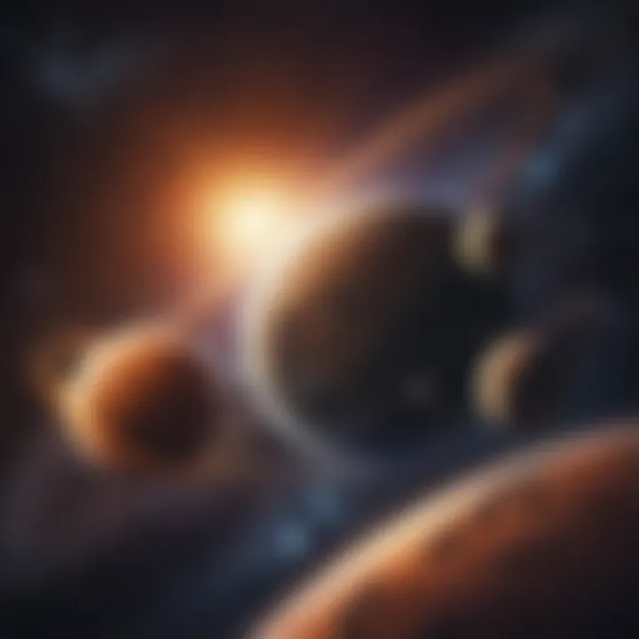 An artistic representation of the formation of planets in space, highlighting the cosmic dust and gas.