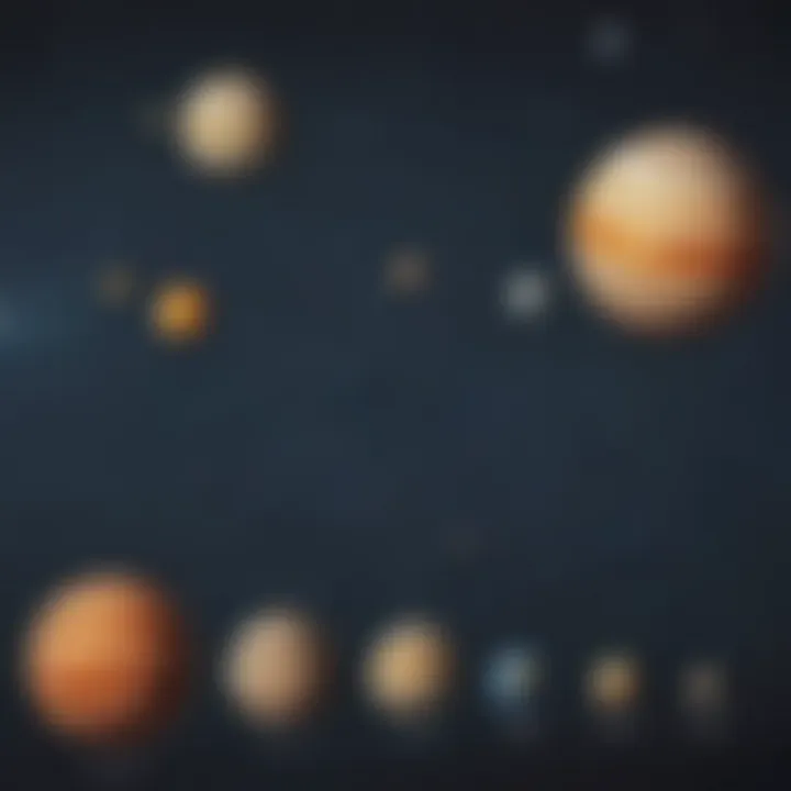 An engaging infographic illustrating the distances and sizes of the outer space planets.