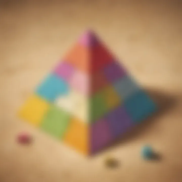 Colorful pyramid puzzle pieces arranged in a strategic layout