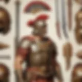 Detailed representation of a Roman legionary's armor and weaponry.