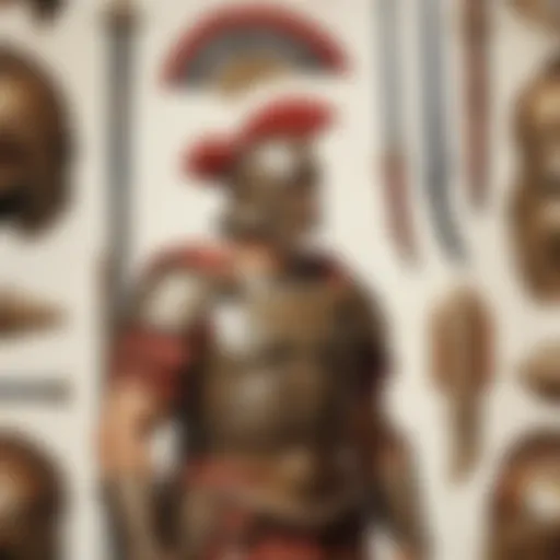Detailed representation of a Roman legionary's armor and weaponry.