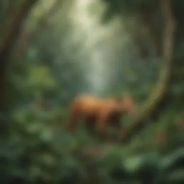 Majestic mammal navigating the dense undergrowth