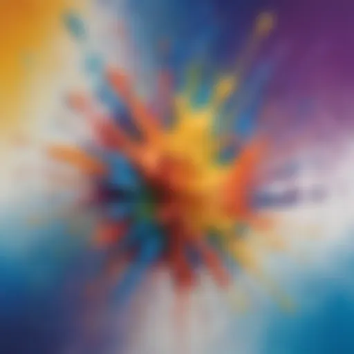 Colorful paint splashes on canvas