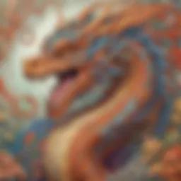A vibrant dragon coloring page filled with intricate designs