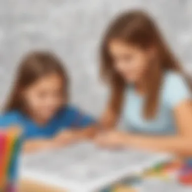 Children engaged in colouring activities, expressing creativity