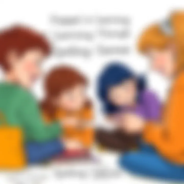 Engaged in Learning Through Spelling Games Children engaged in a spelling game, showing focus and fun