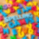 Colorful Letters for Spelling Games Colorful letters scattered on a table representing spelling games