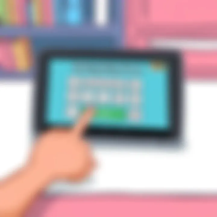 Digital Spelling Game Interface A tablet displaying a downloadable spelling game interface