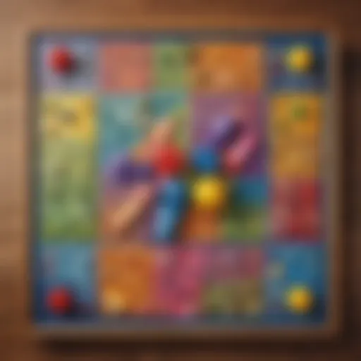 Trivia Game Board with Colorful Game Pieces
