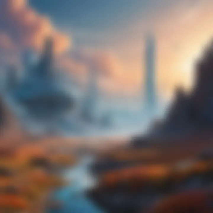Illustration of a futuristic sci-fi landscape