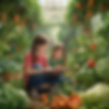 Children exploring a virtual vegetable world