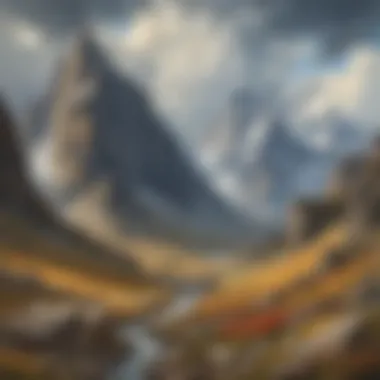 Nature's Sculptures: The Majesty of Mountains Dramatic landscape of rugged mountains under cloudy skies