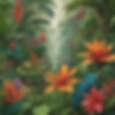 Vivid and diverse flora thriving in a vibrant tropical jungle