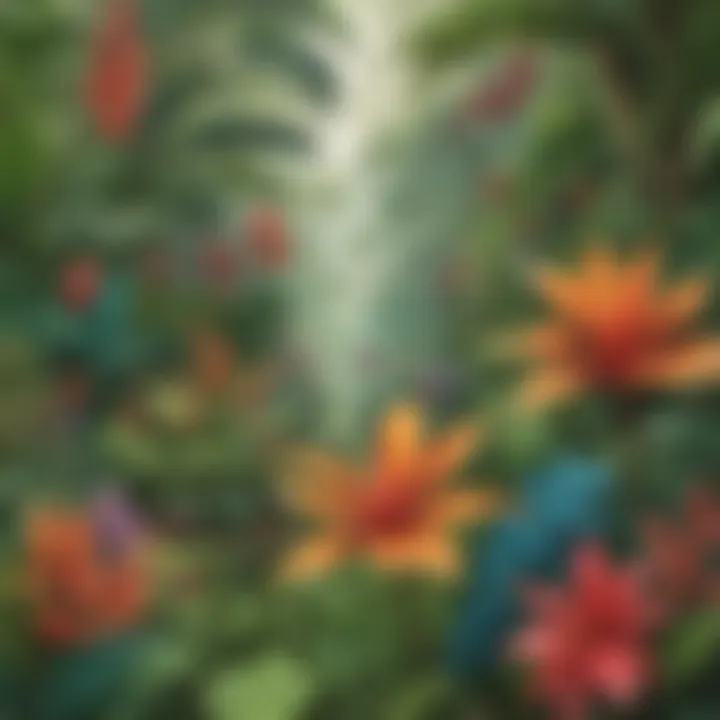 Vivid and diverse flora thriving in a vibrant tropical jungle