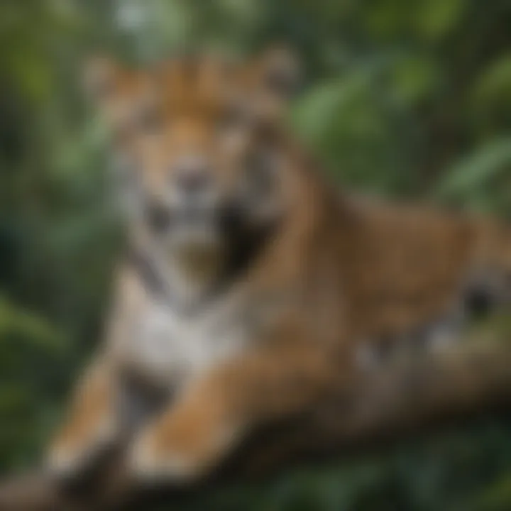 Majestic jaguar resting on a tree branch