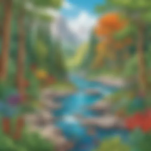 Vibrant nature-inspired coloring picture for kids