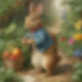 Colorful Peter Rabbit poster featuring Beatrix Potter's iconic art style.