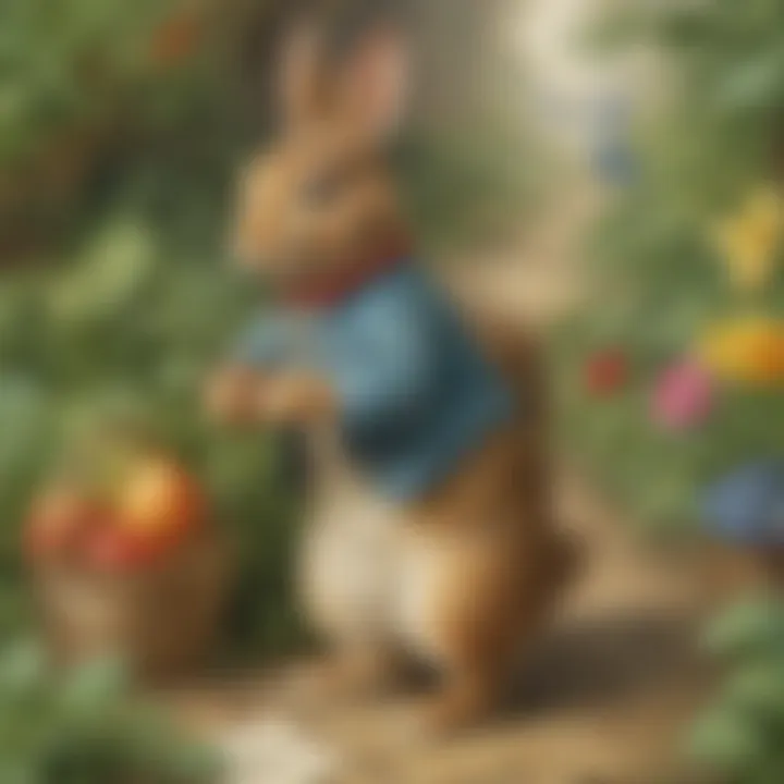 Colorful Peter Rabbit poster featuring Beatrix Potter's iconic art style.