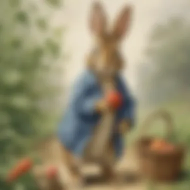 Vintage Peter Rabbit poster showcasing classic illustrations.