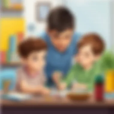 Creative Collaboration A big brother and younger sibling collaborating on a creative project