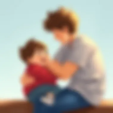 Heartfelt Bond A heartfelt moment showing the bond between a big brother and his younger sibling