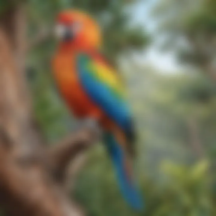 Vibrant parrot perched on native Australian tree