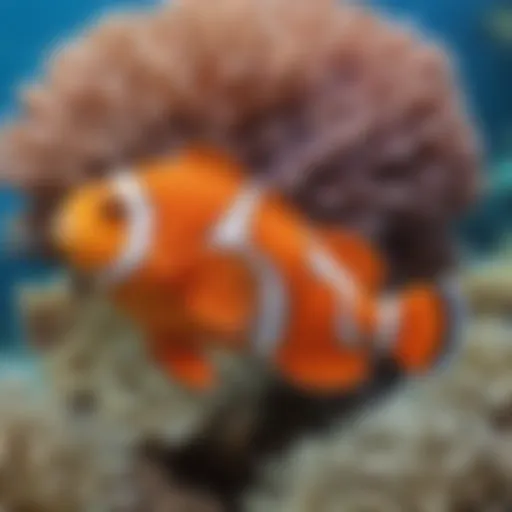 Vibrant Clown Fish Species Swimming in Coral Reef