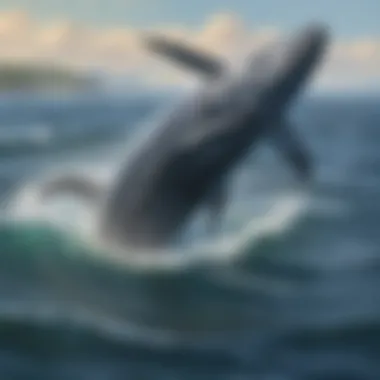 Majestic humpback whale breaching the surface