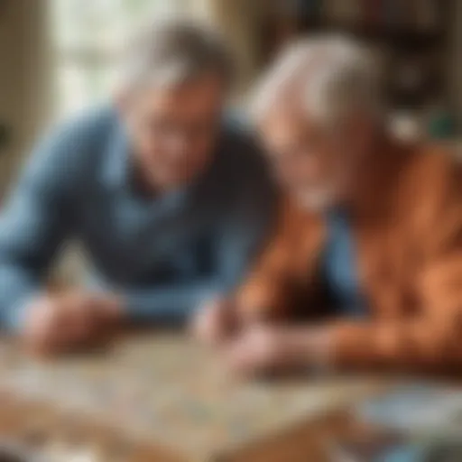 Father and Son Solving Intricate Puzzle Together