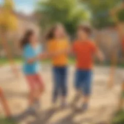 Two children sharing a joyful moment in a playground, symbolizing friendship.