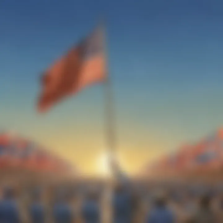 A close-up view of a flag being raised at an international event.