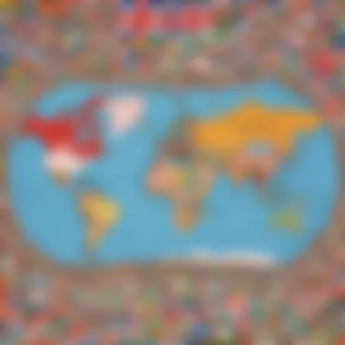 A world map highlighting countries with their respective flags.