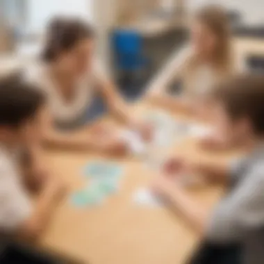 Group Activity with Flash Cards in Classroom Group activity using flash cards in a classroom setting