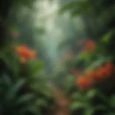 Vivid Flora Thriving in Humid Climate Vibrant Flora Flourishing in Rainforest Humidity